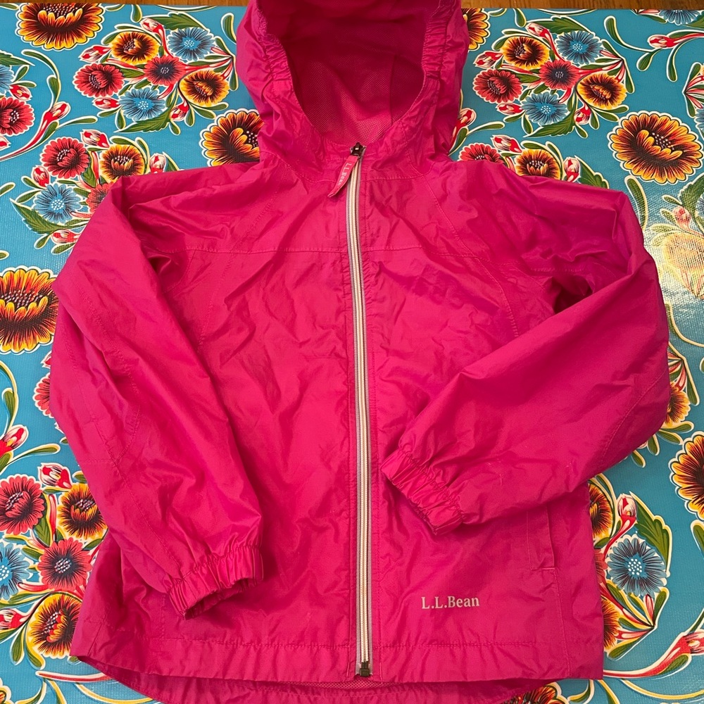 LLBean Hot Pink Raincoat size 8